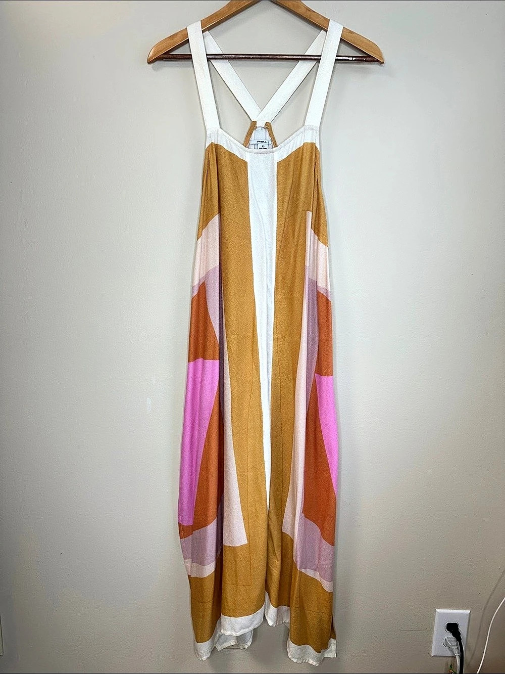 O'NEILL Miranda Midi Cover-Up Dress Gold & Pink Size XS